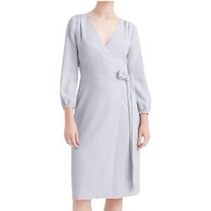 J.Crew 365 Crepe Wrap Dress Pale Blue Long Sleeve Knee Length